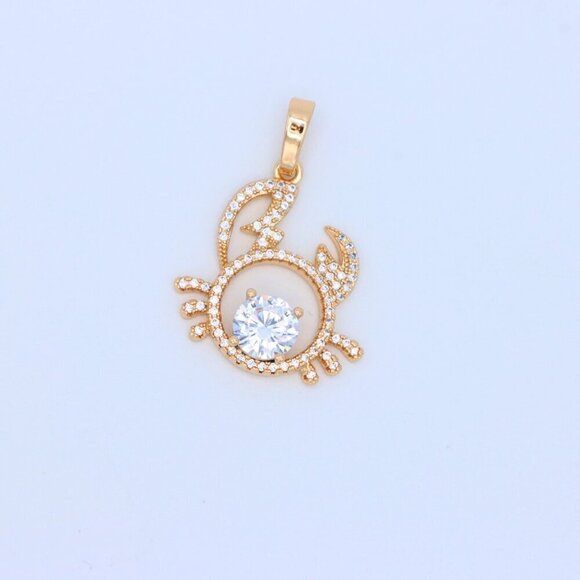 "Cancer Zodiac Rose Gold Pendant with Sparkling CZ Stone Center, XPPT1542 - Picture 12 of 13